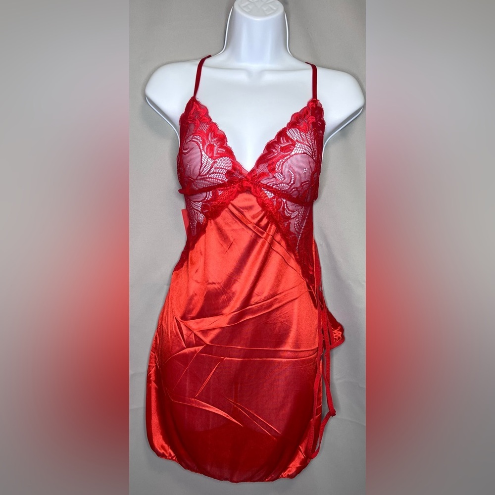 Women Sexy Lingerie‎  Lace Mini Dress Babydoll Nightdress Sleepwear Sz M Red